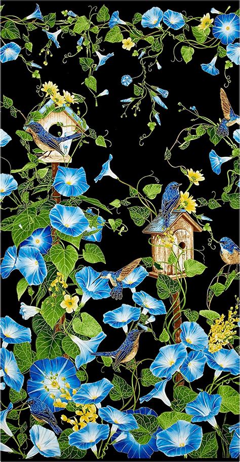 timeless treasures metallic morning glory 24in panel black fabric|timeless treasures quilt fabric.